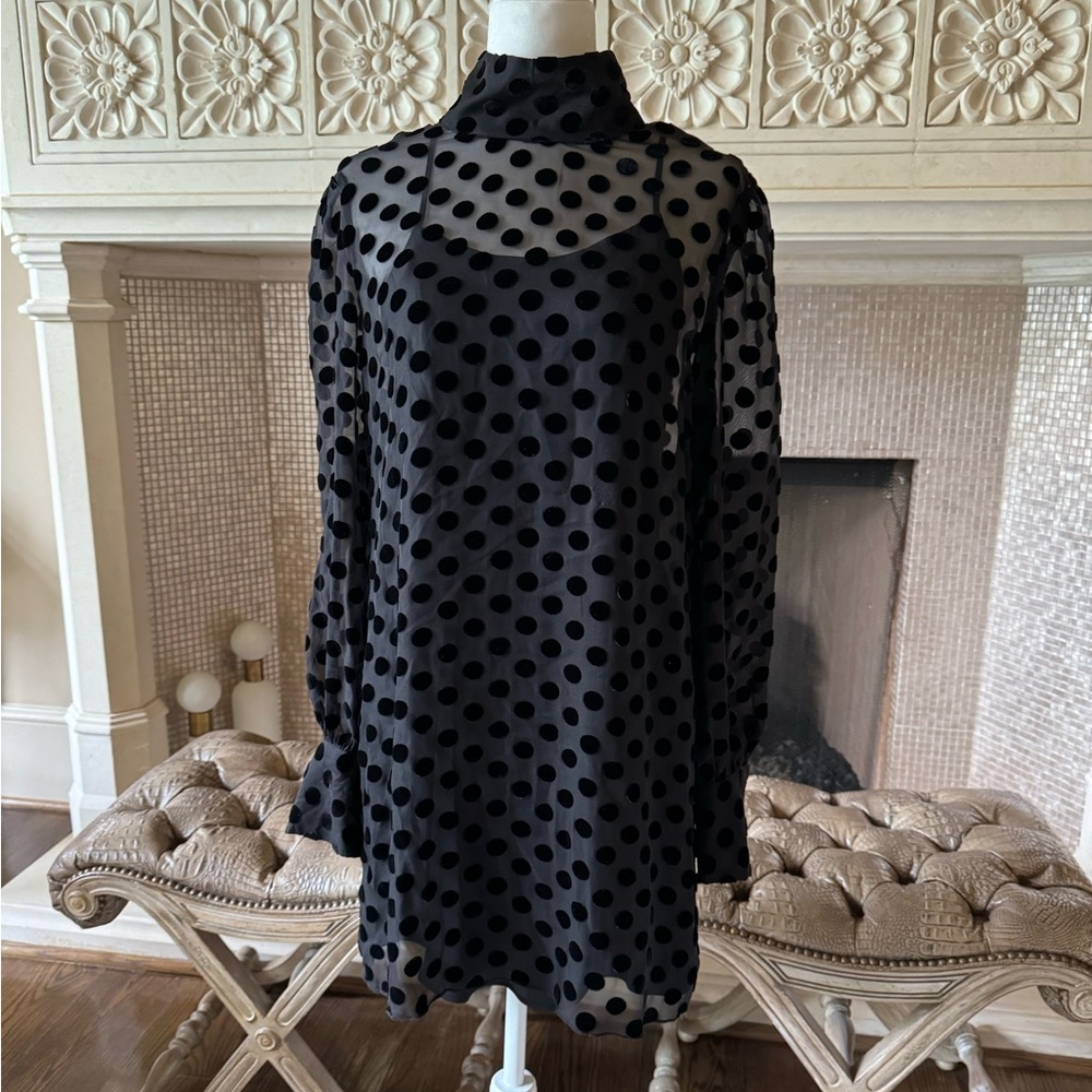 black mesh pocka dot dress